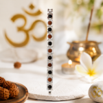 Silver Metal Rudraksha & Karungali Bracelet