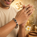 Silver Metal Rudraksha & Karungali Bracelet - Image 3