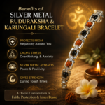 Silver Metal Rudraksha & Karungali Bracelet - Image 4